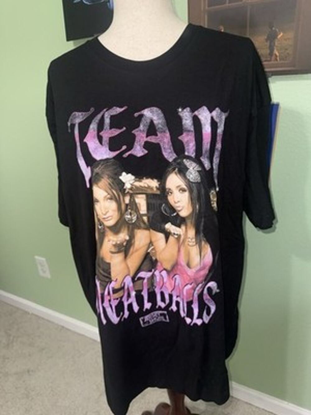 Jersey Shore Team Meatballs Graphic Tee Crew Neck Size XXL Black Short Sleeve